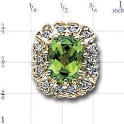A4392 14K CUSH CHECKERBOARDPERIDOT & DIAMOND SLIDE 